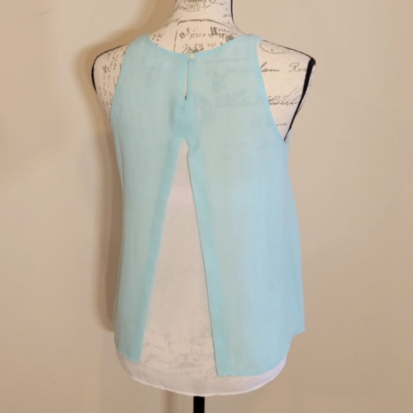 Banana Republic Sheer Tank Top Mint & White XS P - Picture 2 of 4